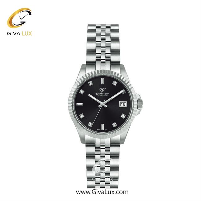 ساعت مچی اورجینال زنانه ویولت VIOLET نقره ای | نقره ای| مشکی| کد رفرنس 0559 | 0574